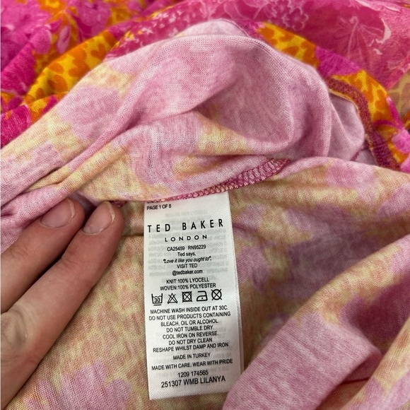 Ted Baker London Lilanya Metropolis Printed Top in Light Orange/Pink Size 4/6 - Picture 8 of 11